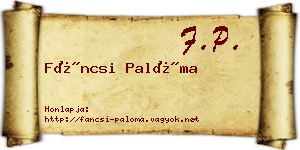 Fáncsi Palóma névjegykártya
